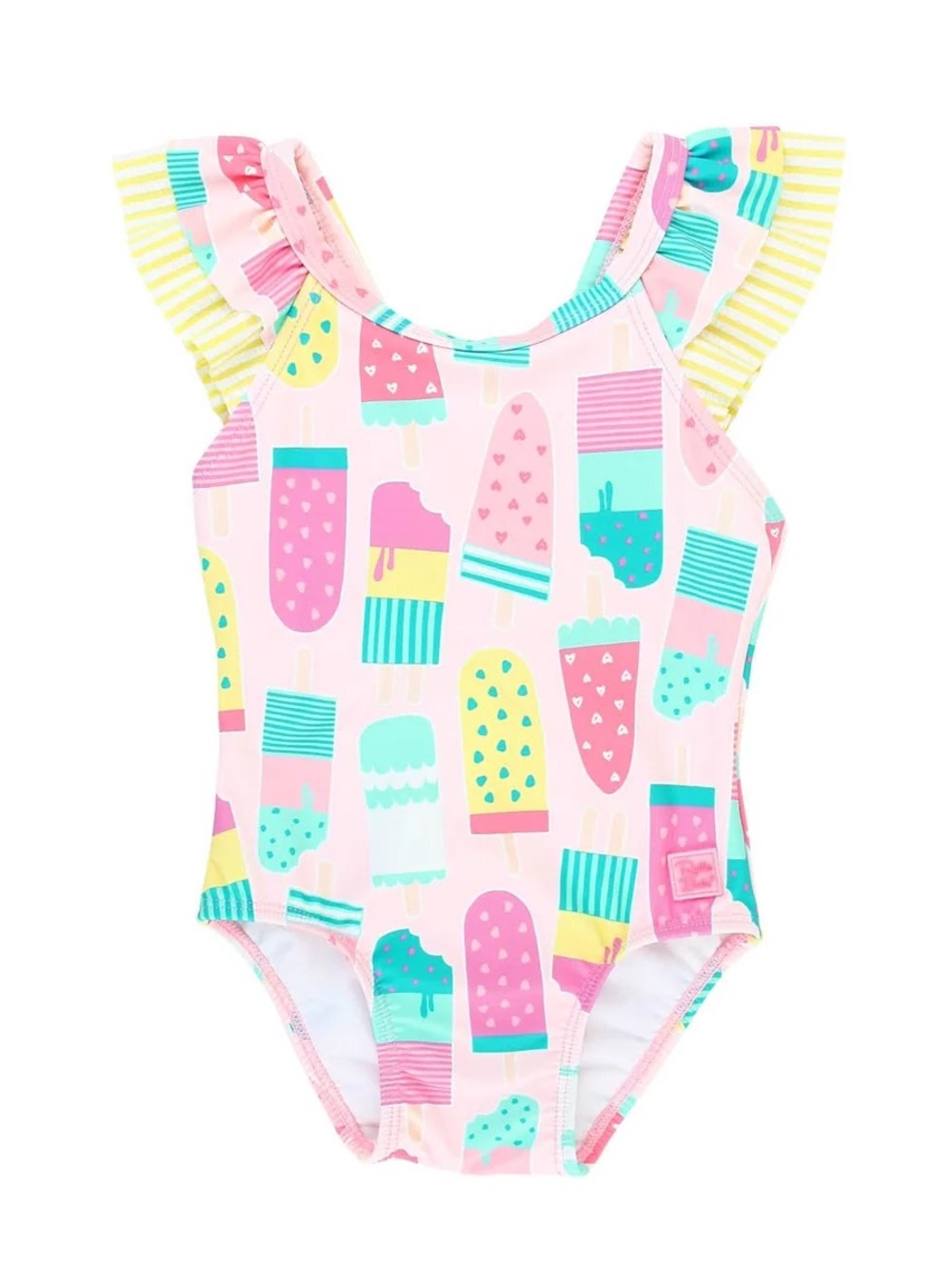Ruffle Butts Ice Cream Print Bow Back One Piece Swimsuit